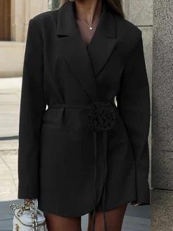 3D Flower Rope Belted Blazer