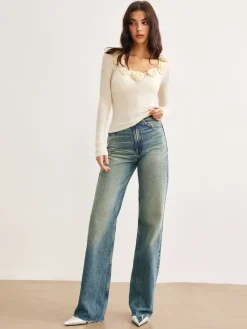 3D Flower Semi-Sheer Knit Top