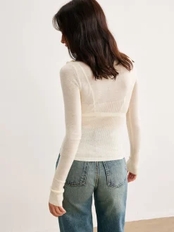 3D Flower Semi-Sheer Knit Top