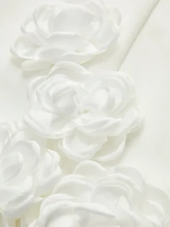 3D Flower Zipper Strappy Short Dress