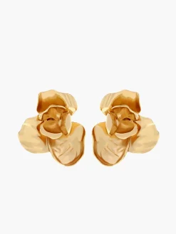 3D Golden Flower Earrings