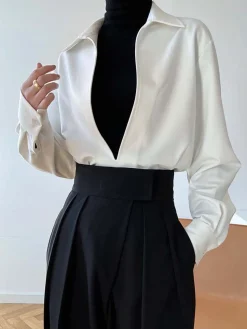 Deep V-Neck Polo Shirt