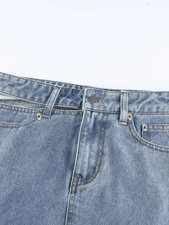 Denim High Waist Cut Out Short Skirt