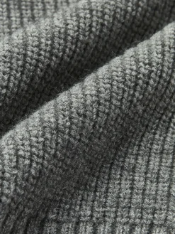 Denim Panel Ribbed Lapel Sweater