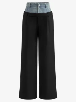 Denim Panel Suit Pants