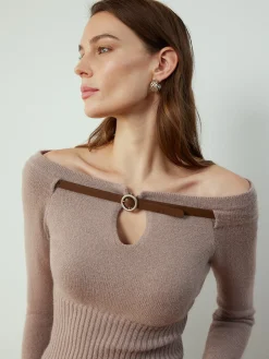 Detachable Belt Cinched Knit Top