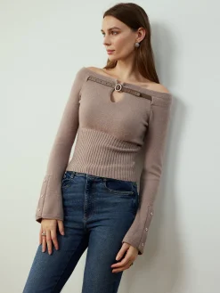 Detachable Belt Cinched Knit Top