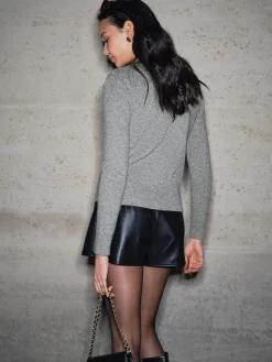Detachable-Bow Button Short Cardigan