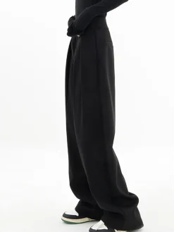 Double Buttons Wide Leg Dress Pants