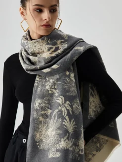 Double Face Jacquard Tassel Scarf