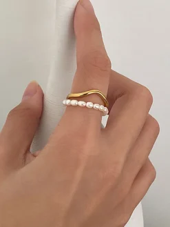 Double Layer Pearl Ring