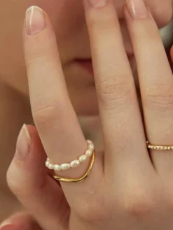 Double Layer Pearl Ring