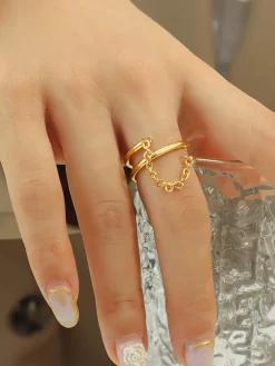 Double Layered Chain Decor Ring