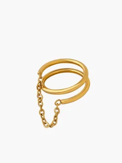Double Layered Chain Decor Ring