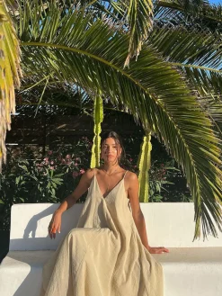 Double Layers V-neck Long Dress