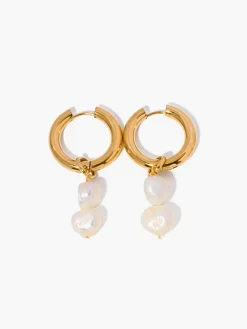 Double Pearl Hoop Earrings
