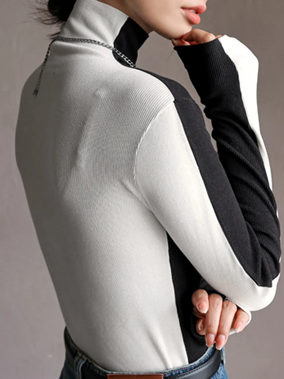 Double Sided Colorblock Long Sleeve Top