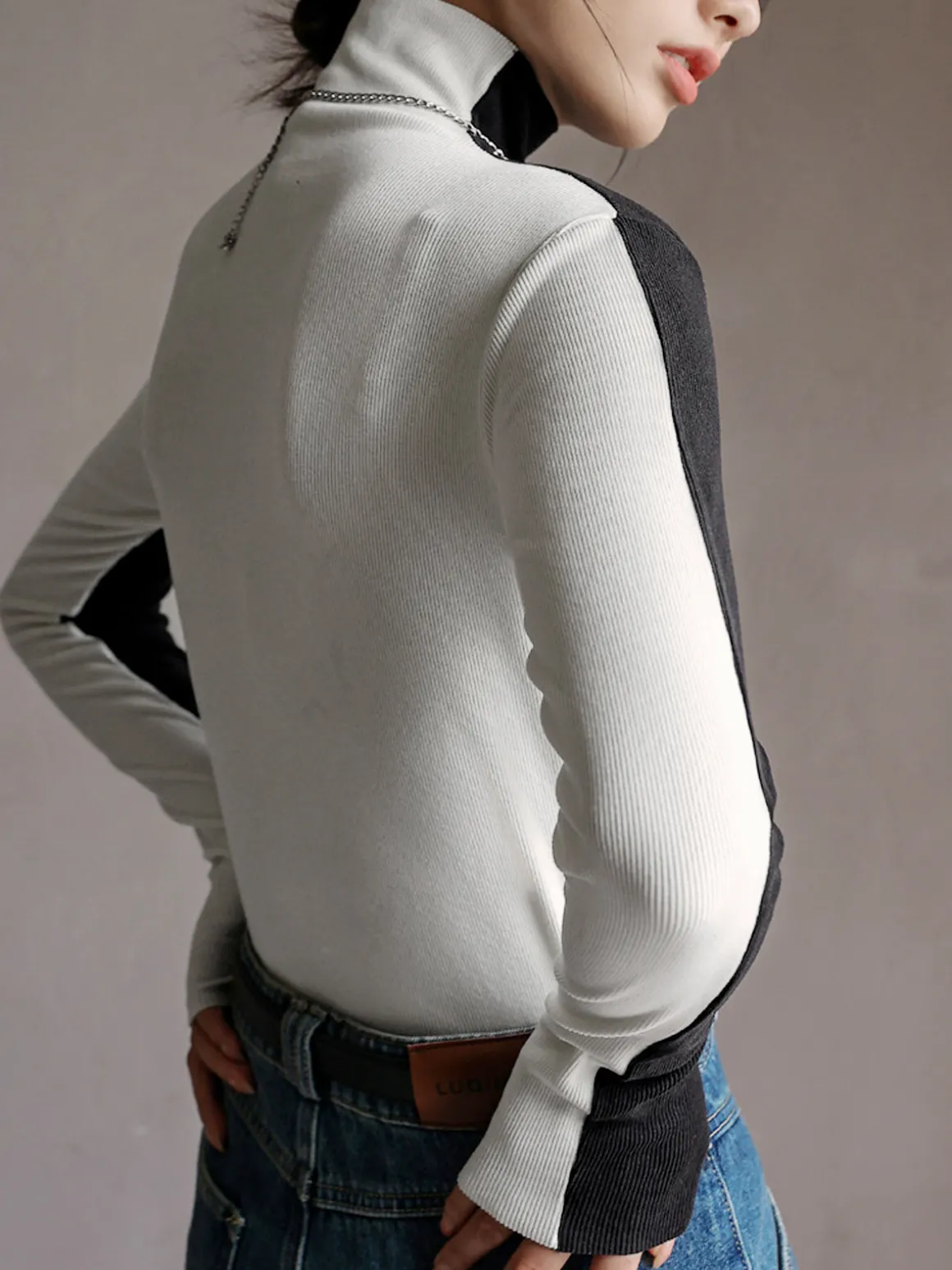 Double Sided Colorblock Long Sleeve Top