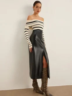 Double Sided Split Faux Leather Skirt