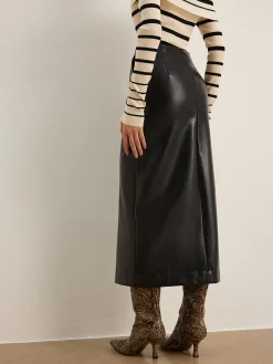 Double Sided Split Faux Leather Skirt