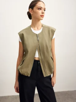 Double Zip Button Loose Vest