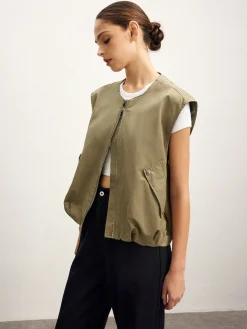 Double Zip Button Loose Vest