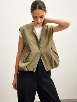 Double Zip Button Loose Vest