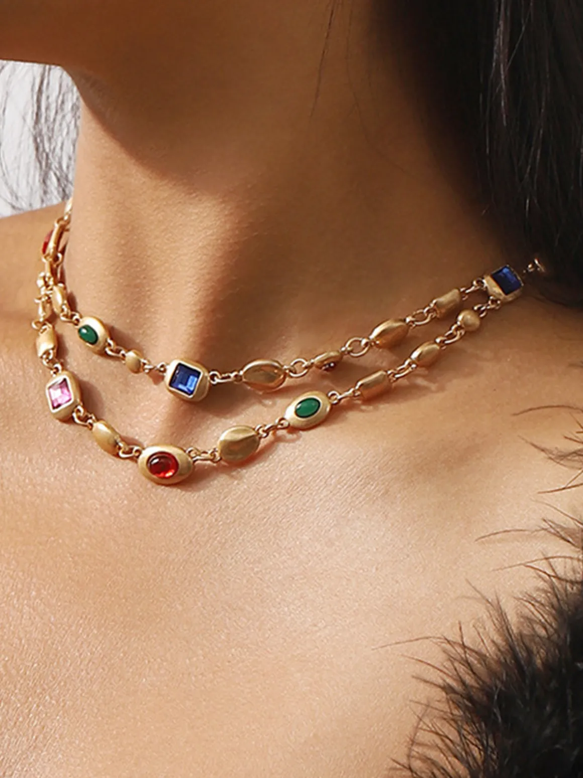 Double-Layer Colorful Beaded Necklace