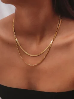 Double-Layer Snake & Twist Chain Necklace