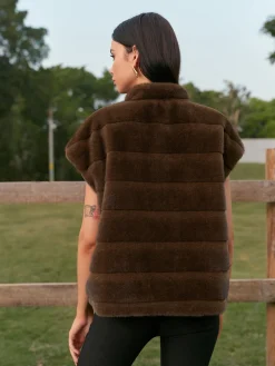 Double-Sided Drawstring Zipper Minky Vest