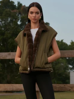 Double-Sided Drawstring Zipper Minky Vest