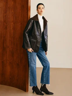Double-Sided Faux Leather Fleece Jacket