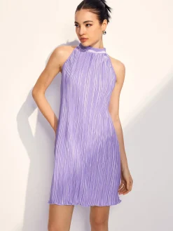 Draped Halter Pleated Short Dress