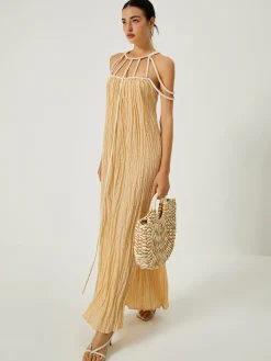 Draped Halterneck Backless Long Dress