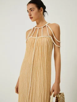 Draped Halterneck Backless Long Dress