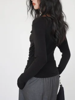 Draped Long Sleeve Slinky Shirt