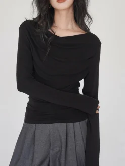 Draped Long Sleeve Slinky Shirt