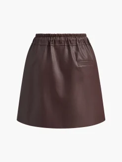 Drawstring Faux Leather Skirt