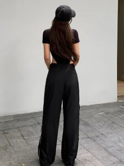 Drawstring Patchwork Baggy Pants