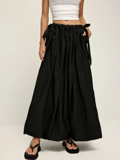 Drawstring Pleated Umbrella-Shaped Skirt
