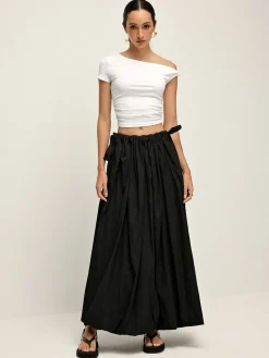 Drawstring Pleated Umbrella-Shaped Skirt