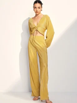 Drawstring Puff Sleeve Pants Set