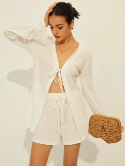 Drawstring Shift Shorts Set