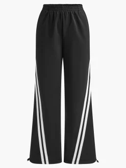 Drawstring Side Contrast Striped Pants