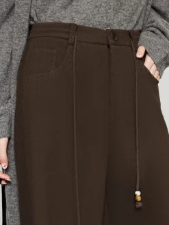 Drawstring Wide-Leg Draped Pants