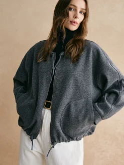 Drawstring Zipper Loose Jacket