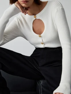 Effortless Keyhole Long Sleeve Knit Top