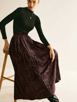 Elastic Waist Faux Leather Skirt
