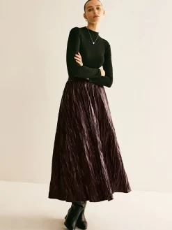 Elastic Waist Faux Leather Skirt