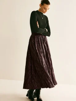 Elastic Waist Faux Leather Skirt